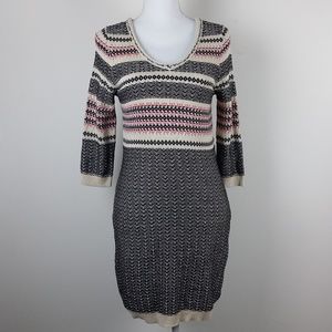 Pink Rose Black and Pink Stripe Sweater Dress